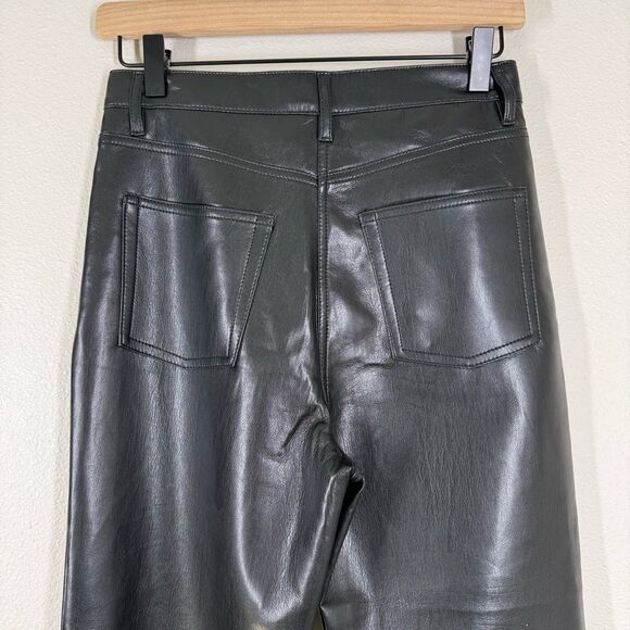 Aritzia Wilfred The Melina Faux Leather Pants Black Straight Leg Women’s Size 4 - Picture 5 of 7